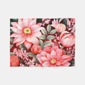 Vintage botanischer blühender Blumengarten Fleecedecke (Vorderseite (Horizontal))