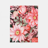 Vintage botanischer blühender Blumengarten Fleecedecke (Vorderseite)