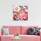Vintage botanischer blühender Blumengarten Leinwanddruck (Insitu (Wohnzimmer))