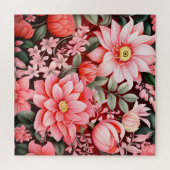 Vintage botanischer blühender Blumengarten Puzzle (Horizontal)