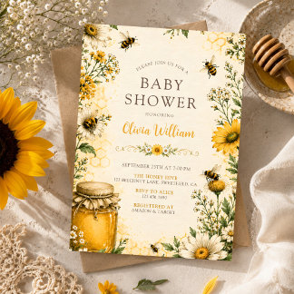 Vintage Botanischer Garten Honigbiene Baby Shower Einladung