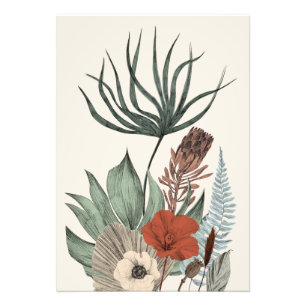 Vintage Botanischer Garten – Wildblumen & Protea I Fotodruck