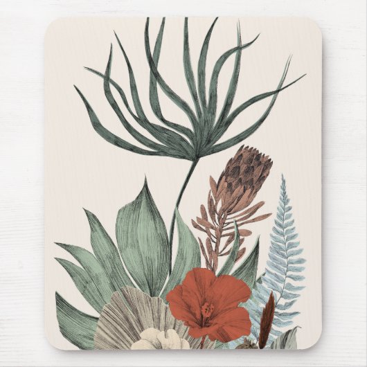 Vintage Botanischer Garten – Wildblumen & Protea I Mousepad (Vorne)