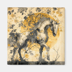 Vintage-Botanischer-Geist Weißes Pferd Florale Reb Magnet