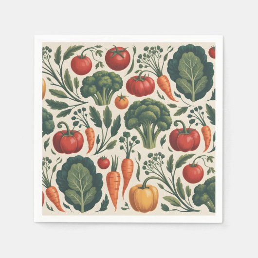Vintage-Botanischer-Gemüsegarten-Muster Serviette (Vorderseite)