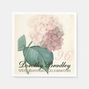 Vintage-Botanischer Hortensien-96.-Geburtstagsfeie Serviette