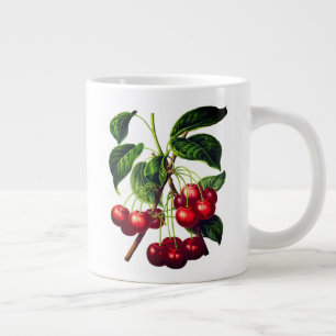 Vintage botanischer Kirschen-Druck Jumbo-Tasse