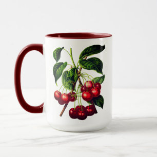 Vintage botanischer Kirschen-Druck Tasse