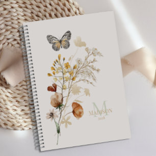 Vintage-Botanischer Kleiner Blumiger Monogramm-Pla Planer