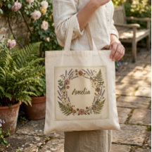 Vintage Botanischer Kranz Einkaufstasche | Persona