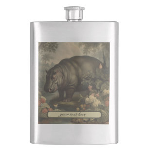 Vintage-Botanischer Nilpferd, anpassbar  Flachmann
