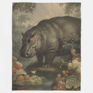 Vintage-Botanischer Nilpferd  Fleecedecke