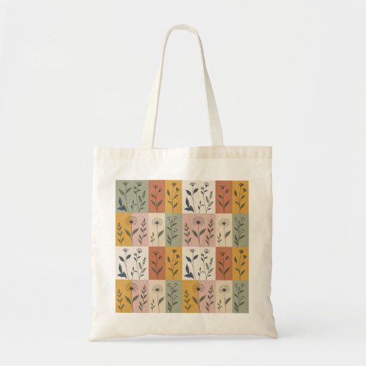 Vintage Botanischer Patchwork-Blumen-Tragetasche Tragetasche (Vorne)