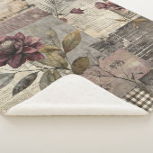 Vintage Botanischer Patchwork Rustikal (1) Sherpadecke (3/4)