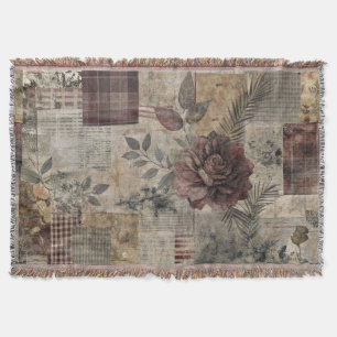 Vintage Botanischer Patchwork Rustikal (2) Decke