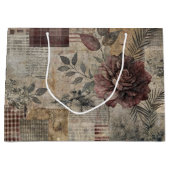 Vintage Botanischer Patchwork Rustikal (2) Große Geschenktüte (Vorderseite)