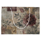 Vintage Botanischer Patchwork Rustikal (2) Große Geschenktüte (Rückseite)