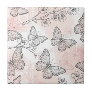 Vintage-Botanischer-Schmetterling-Toile-Muster (6) Fliese
