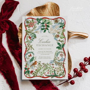Vintage Botanischer Weihnachtsplätzchen-Austausch Einladung