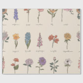 Vintage-Botanischer Wildblumen-Chart Geschenkpapier (Flach)