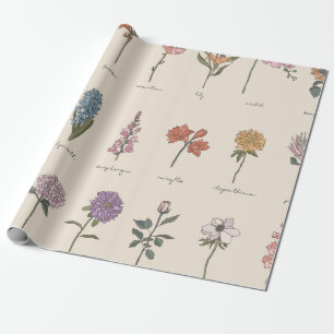Vintage-Botanischer Wildblumen-Chart Geschenkpapier