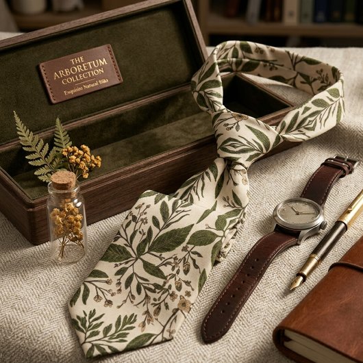 Vintage Botanisches Blatt Krawatte