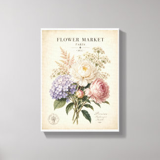 Vintage Botanisches Blumenmarkt-Plakat | Elegant F Leinwanddruck
