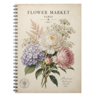 Vintage Botanisches Blumenmarkt-Plakat | Elegantes Notizblock
