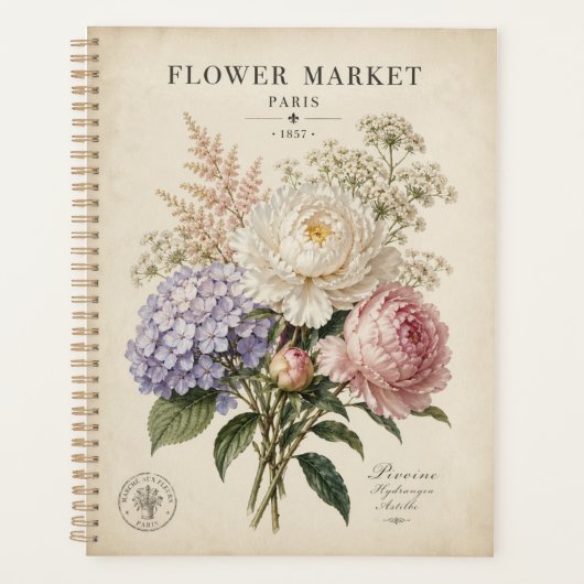 Vintage Botanisches Blumenmarkt-Plakat | Elegantes Planer (Vorderseite)