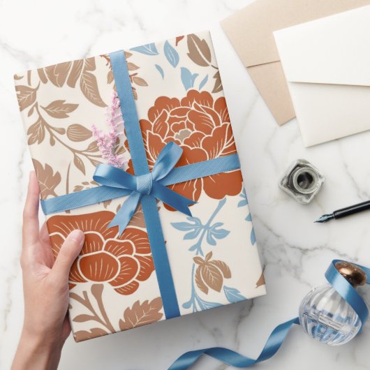 Vintage Botanisches Boho-Blumenmuster Geschenkpapier (Schenken)