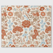 Vintage Botanisches Boho-Blumenmuster Geschenkpapier (Flach)