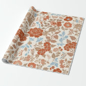 Vintage Botanisches Boho-Blumenmuster Geschenkpapier (Ungerollt)