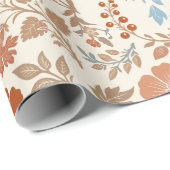 Vintage Botanisches Boho-Blumenmuster Geschenkpapier (Rolleneckpunkt)