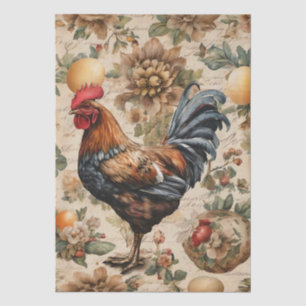 Vintage botanisches Hahn-Tissue-Papier Seidenpapier