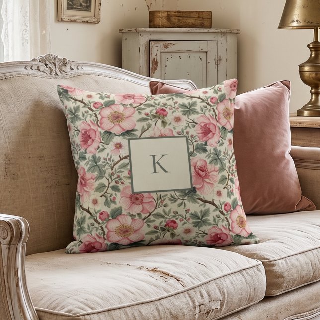 Vintage Botanisches Monogramm Kissen (Von Creator hochgeladen)