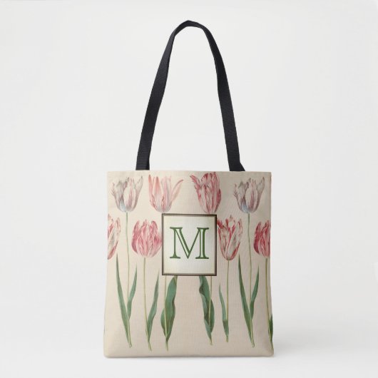 Vintage-Botanisches Monogramm Tasche (Vorderseite)