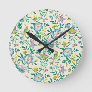 Vintage Botanisches Muster Runde Wanduhr