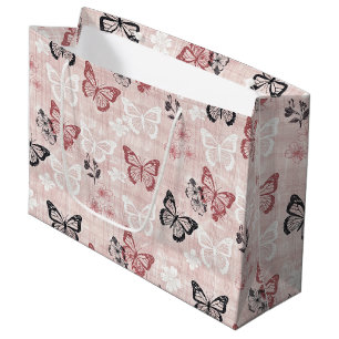 Vintage Botanisches Schmetterlings-Toile-Muster (2 Große Geschenktüte
