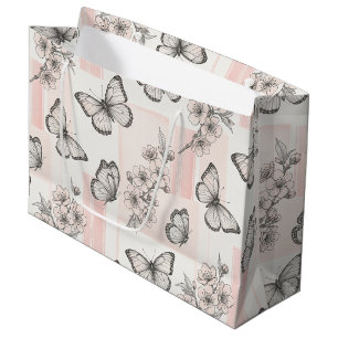 Vintage Botanisches Schmetterlings-Toile-Muster (7 Große Geschenktüte