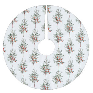 Vintage botanisches Weihnachtsmuster Polyester Weihnachtsbaumdecke