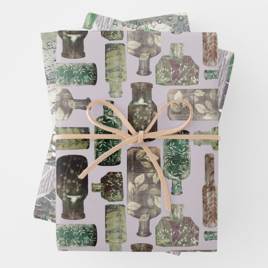 Vintage Bottles & Botanical Textures  Geschenkpapier Set (Beispiel)