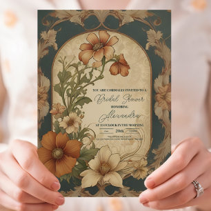 Vintage-Bougainvillea-Art-Nouveau-Brautjungfernpar Einladung