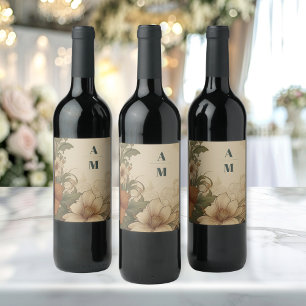 Vintage-Bougainvillea Art Nouveau Hochzeit Weinetikett