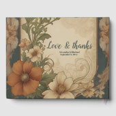 Vintage Bougainvillea Jugendstil-Hochzeit Gästebuch (Rückseite)