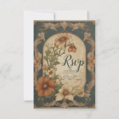 Vintage Bougainvillea Jugendstil-Hochzeit RSVP Karte (Vorderseite)