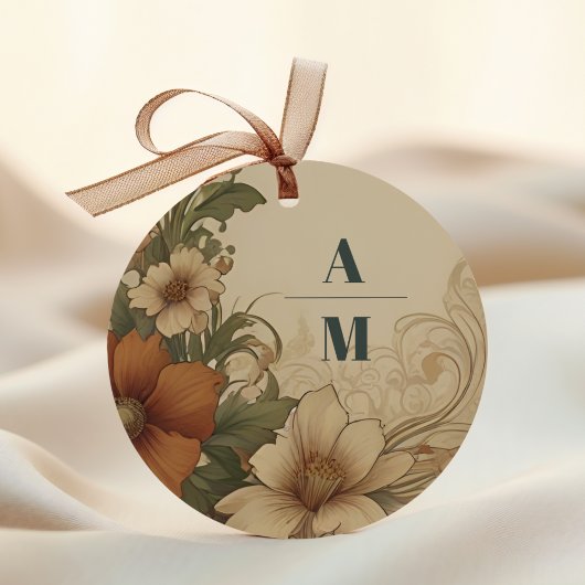 Vintage Bougainvillea Jugendstil-Hochzeit Runder Aufkleber