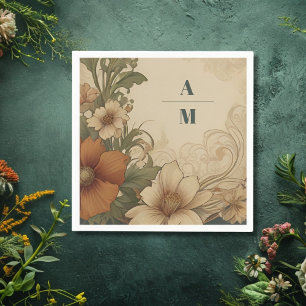 Vintage Bougainvillea Jugendstil-Hochzeit Serviette