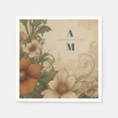 Vintage Bougainvillea Jugendstil-Hochzeit Serviette (Vorderseite)