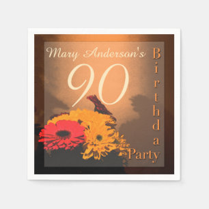 Vintage Bouquet 90. Geburtstag Papier Servietten