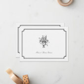 Vintage Bouquet Art Sketch Rahmen Hochzeitscouch Mitteilungskarte (Vorderseite/Rückseite Beispiel)
